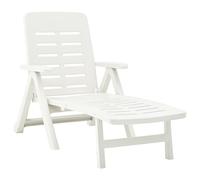 Chaise longue pliable unie - Blanc - 72 x 189 x 96 cm