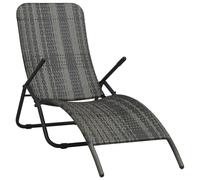 vidaXL Chaise longue pliable Résine tressée Gris