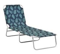 vidaXL Chaise Longue Pliable Transat de Patio Bain de Soleil d'Extérieur Chaise Longue de Terrasse Jardin Acier et Tissu 310331 Bleu G