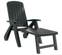 vidaXL Chaise Longue Pliable Transat de Patio Bain de Soleil Fauteuil de Terrasse Siège d'Extérieur Meuble de Jardin Polypropylène Vert