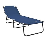 vidaXL Chaise Longue Pliante 1-Personne Bleu 56 x 189 x 87 cm Tissu, Transat de Jardin et Terrasse, Chaise Longue Pliable Rectangle, Repose-tête Réglable, Siège Portable et Confortable