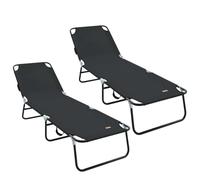 Vidaxl Chaise Longue Pliante 2 Pcs Portable Noir Tissu Oxford 600d