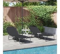 Vidaxl Chaise Longue Pliante 2 Pcs Portable Noir Tissu Oxford 600d