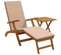 vidaXL Chaise longue pliante 2 pièces taupe bois d'acacia massif