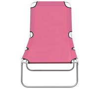 vidaXL Chaise longue pliante acier et tissu rose