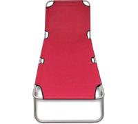 vidaXL Chaise longue pliante Acier revêtu par poudre Rouge