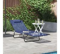 Vidaxl Chaise Longue Pliante Avec Appui-Tête Bleu Marine En Textilène