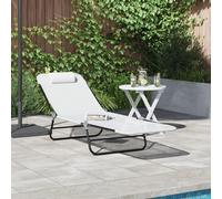 Vidaxl Chaise Longue Pliante Avec Appui-Tête Crème Textilène