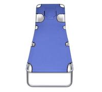 vidaXL Chaise longue pliante avec coussin Acier revêtu par poudre Bleu
