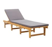 vidaXL Chaise longue pliante avec coussin – Bain de soleil en bois d'acacia solide