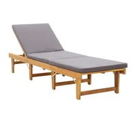 vidaXL Chaise longue pliante avec coussin en bois d'acacia solide