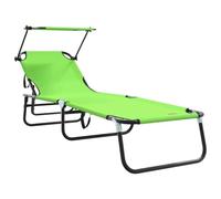Vidaxl Chaise Longue Pliante Avec Auvent En Tissu Oxford Vert 600d