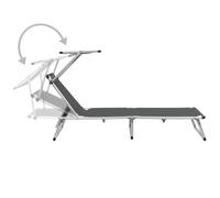 vidaXL Chaise longue pliante avec protection solaire Aluminium et Textiline Gris