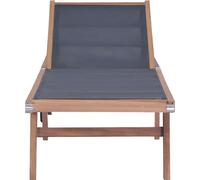 vidaXL Chaise longue pliante avec roulettes Teck massif et Textilène