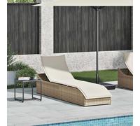 Chaise longue pliante coussin rangement marron résine tressée vidaXL