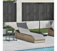 Chaise longue pliante coussin rangement marron résine tressée vidaXL