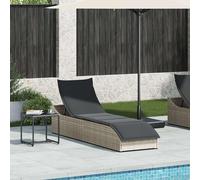 Chaise longue pliante coussin rangement marron résine tressée vidaXL