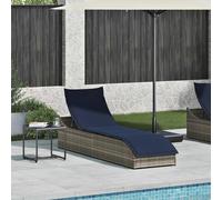vidaXL Chaise Longue Pliante Coussin et Rangement Gris résine tressée, lit de Bronzage, Chaise Longue inclinable, lit de Jour d'extérieur