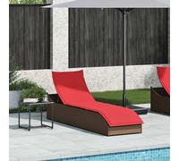 Chaise longue pliante coussin rangement marron résine tressée vidaXL