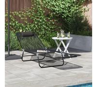 Vidaxl Chaise Longue Pliante Avec Têtière Textilène Noire