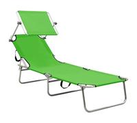 vidaXL Chaise longue pliante avec toit solaire acier vert pomme