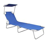 vidaXL Chaise longue pliante avec toit solaire bleu aluminium