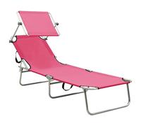 vidaXL Chaise longue pliante avec toit solaire Rose Aluminium