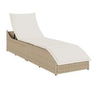 vidaXL Chaise longue pliante – coussin et rangement – résine tressée beige