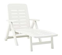 Chaise longue pliable unie - Blanc - 72 x 189 x 96 cm