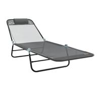 vidaXL Chaise Longue Pliante Gris 182 x 55 x 85,5 cm Textilène, Chaise Longue Pliable Moderne, Relax dans Le Jardin, transat Compact, Confortable, réglable et Portable!
