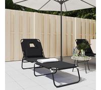 Vidaxl Chaise Longue Pliante Noir Tissu Oxford Acier Enduit De Poudre