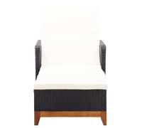 vidaXL Chaise longue Poly rotin et bois massif Acacia Noir