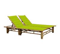 Chaise Longue pour 2 Personnes avec Coussins Bambou Transat de Patio vidaXL