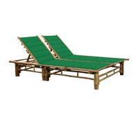 Vidaxl Chaise Longue Pour 2 Personnes Avec Coussins Bambou