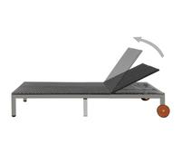 Chaise longue double avec roues Résine tressée Noir