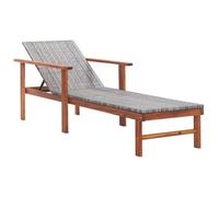 vidaXL Chaise longue Résine tressée et bois d'acacia massif Gris