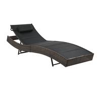 Chaise Longue Résine Tressée Textilène Marron Noir Tansat de Jardin vidaXL