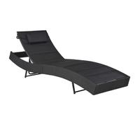 Chaise Longue Résine Tressée Textilène Marron Noir Tansat de Jardin vidaXL