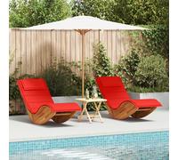 Vidaxl Chaise Longue Set De 2 Rouge Bois Et Tissu Standard Pliable