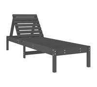 vidaXL Chaise Longue, Siège avec Dossier Réglable, Bain de Soleil, Transat de Jardin Terrasse Balcon, Scandinave, Gris Bois Massif de Pin