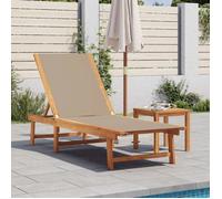 vidaXL Chaise longue taupe en bois d'acacia solide et textilène – Lit de soleil 4008415 Marron G
