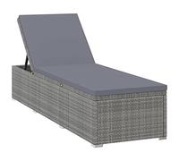 vidaXL Chaise Longue avec Coussin Transat de Jardin Chaise Longue de Jardin Chaise Longue d'Extérieur Balcon Terrasse Résine Tressée Gris