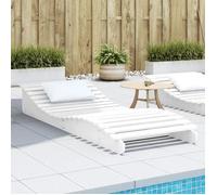 vidaXL Chaise Longue, Transat de Patio, Lit de Repos de Jardin, Bain de Soleil Piscine Terrasse Balcon, Moderne, Blanc Bois 832585