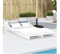 Vidaxl Chaise Longue Blanc 205x110x31,5 Cm Bois Massif De Pin