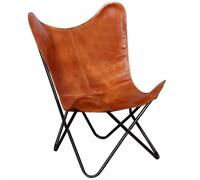 Chaise papillon en cuir - VIDAXL - Marron - Style vintage - Pour intérieur
