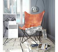 Vidaxl Chaise Papillon Marron Cuir Véritable
