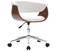 vidaXL Chaise pivotante de Bureau Blanc Bois courbé et Similicuir