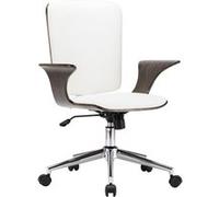 Chaise pivotante de bureau Blanc Similicuir et bois courbé283133