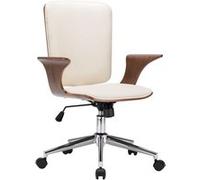 Chaise Pivotante De Bureau Crème Similicuir Et Bois Courbé - Vidaxl Beige