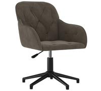 Vidaxl Chaise Pivotante De Bureau Gris Foncé Velours Gris